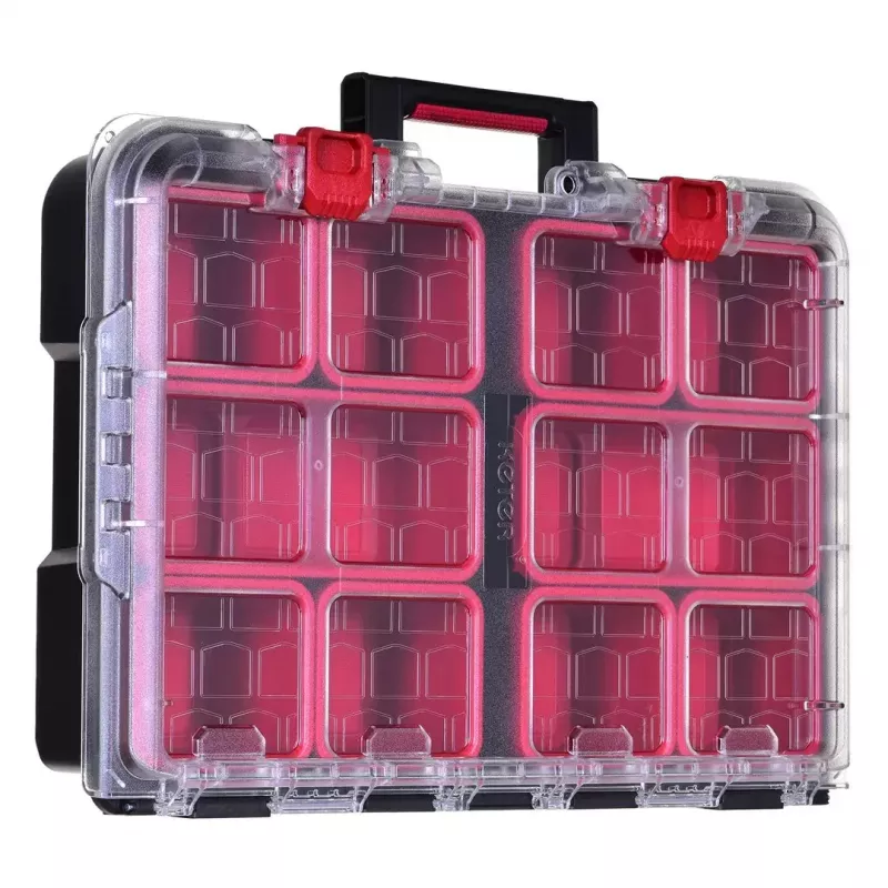 Stacking storage boxes Keter 250927 — set of 3 stackable technopolymer organizers with wheels and lock, 525×694×411 mm, black