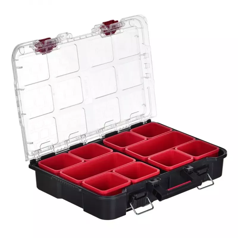Stacking storage boxes Keter 250927 — set of 3 stackable technopolymer organizers with wheels and lock, 525×694×411 mm, black