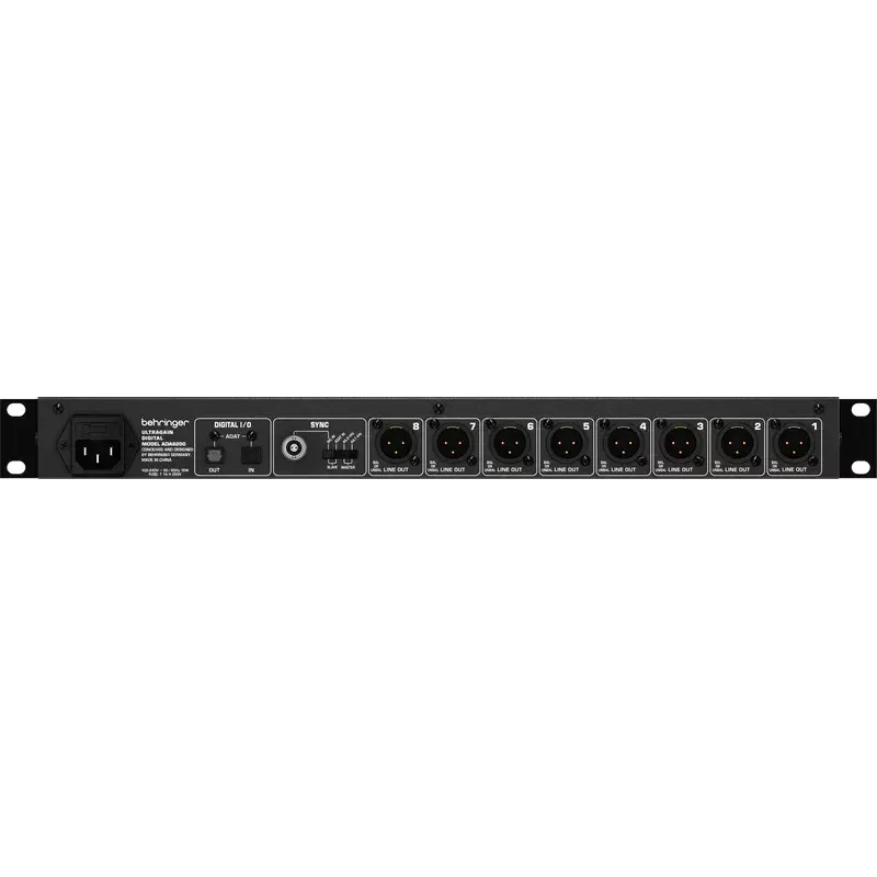 Behringer ULTRAGAIN DIGITAL ADA8200 8-channel AD/DA converter, 24-bit/48 kHz, XLR I/O, rack-mountable