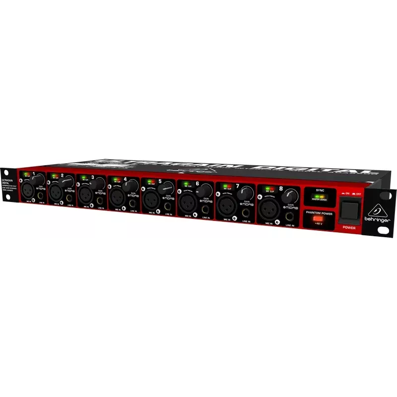 Behringer ULTRAGAIN DIGITAL ADA8200 8-channel AD/DA converter, 24-bit/48 kHz, XLR I/O, rack-mountable