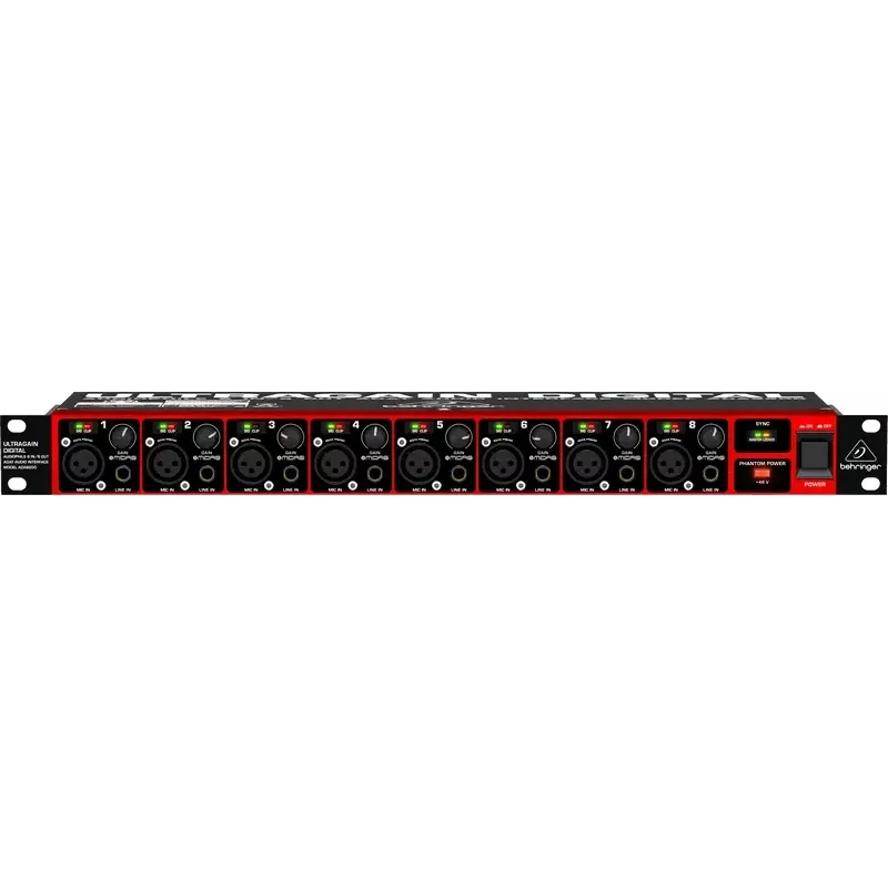 Behringer ULTRAGAIN DIGITAL ADA8200 8-channel AD/DA converter, 24-bit/48 kHz, XLR I/O, rack-mountable