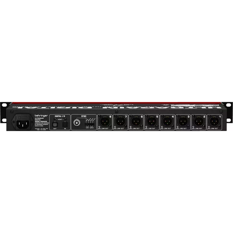 Behringer ULTRAGAIN DIGITAL ADA8200 8-channel AD/DA converter, 24-bit/48 kHz, XLR I/O, rack-mountable