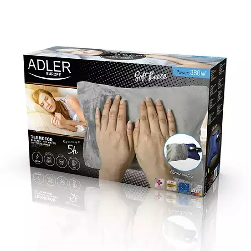 Electric hot-water bottle Adler AD 7427 — 360 W, blue, 250×90×160 mm, detachable cable