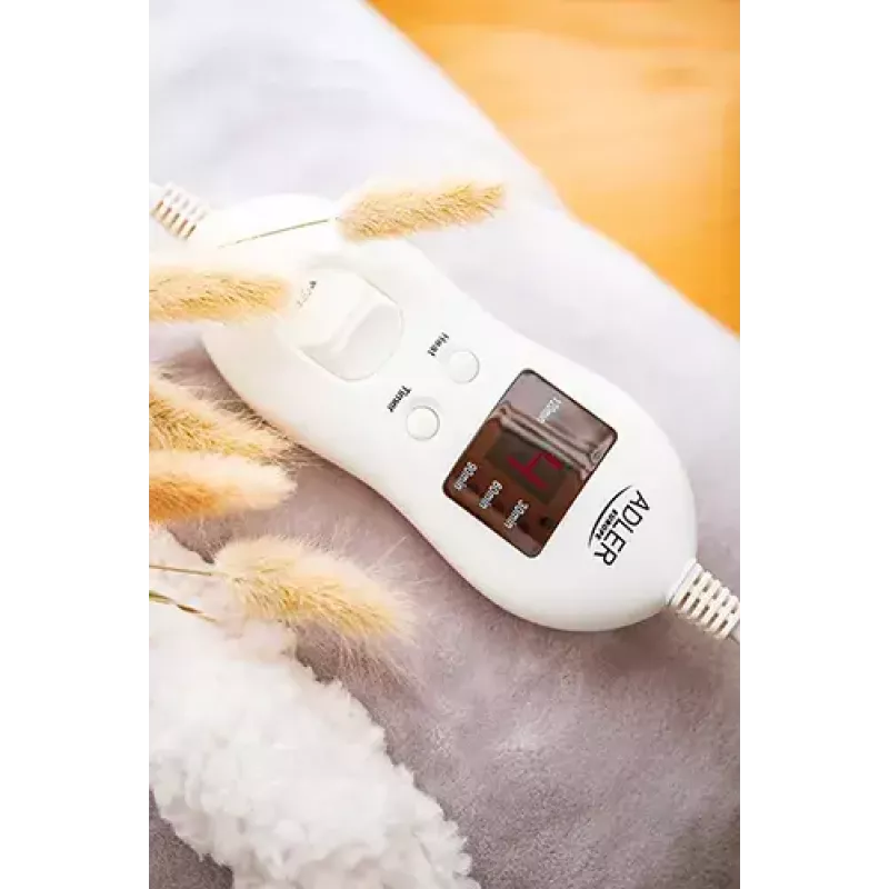 Electric blanket Adler AD 7412 — 1-person fleece throw, 80 W, 8 heating levels, washable, timer, grey