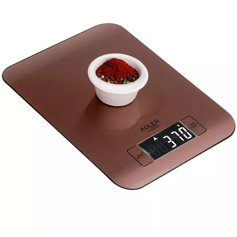 Electronic kitchen scale Adler AD 3183 — 5 kg capacity, 1 g accuracy, stainless steel weighing surface, copper colour