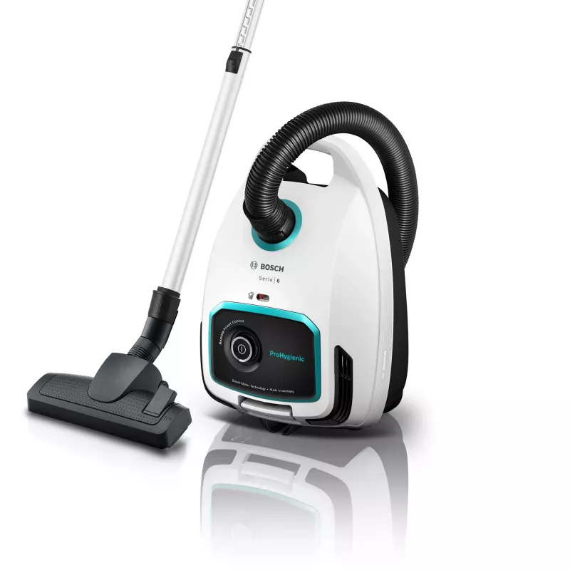 Bosch Serie 6 BGL6HYG1 ProHygienic Cylinder Vacuum Cleaner, Dry, 600 W, Dust Bag, 4 L, White