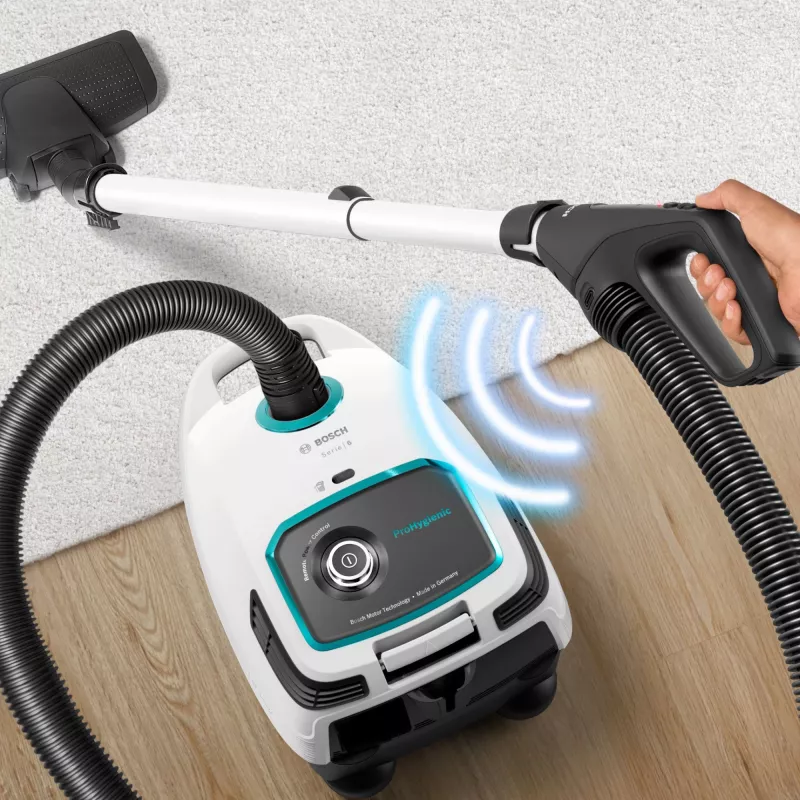 Bosch Serie 6 BGL6HYG1 ProHygienic Cylinder Vacuum Cleaner, Dry, 600 W, Dust Bag, 4 L, White