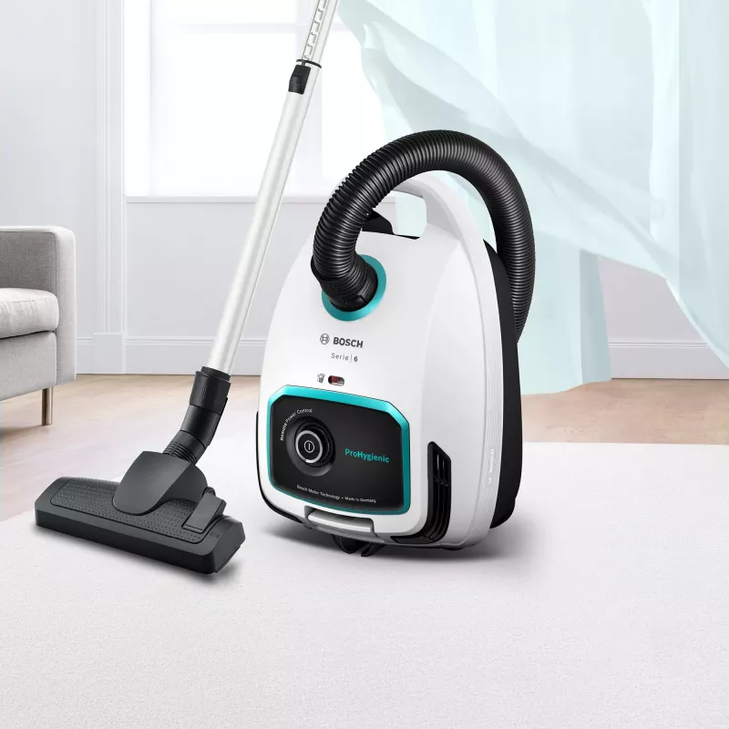 Bosch Serie 6 BGL6HYG1 ProHygienic Cylinder Vacuum Cleaner, Dry, 600 W, Dust Bag, 4 L, White