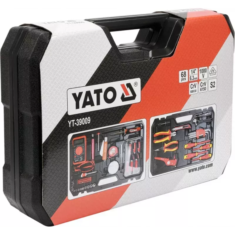 Mechanics Tool Set Yato YT-39009 — 68-piece kit, 1/4 inch drive, black case