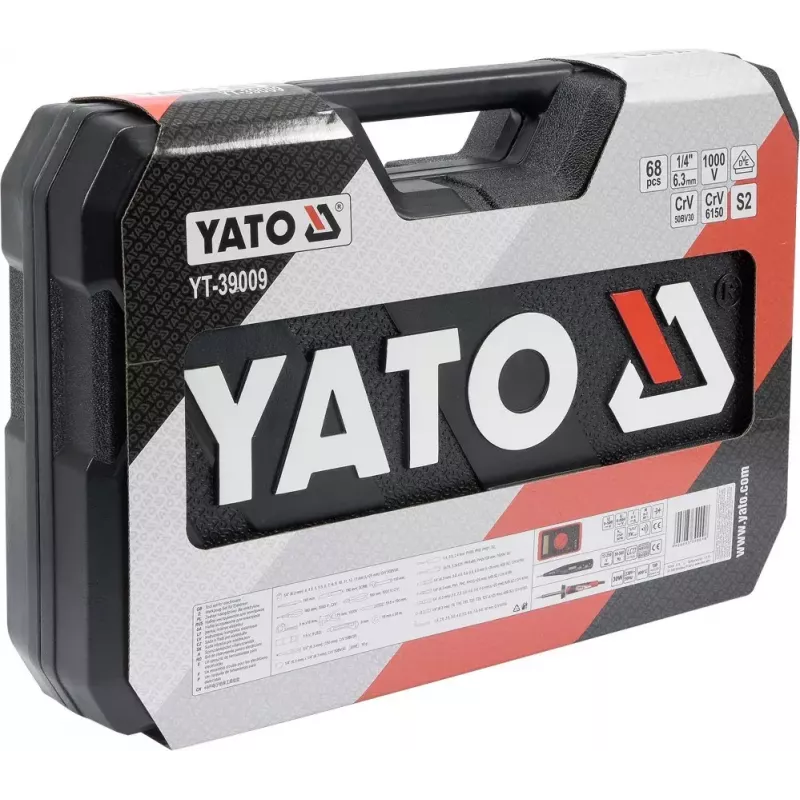 Mechanics Tool Set Yato YT-39009 — 68-piece kit, 1/4 inch drive, black case