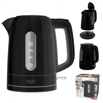 Electric kettle Adler AD 1380B — 1.7 L, up to 2200 W, black, 360° base