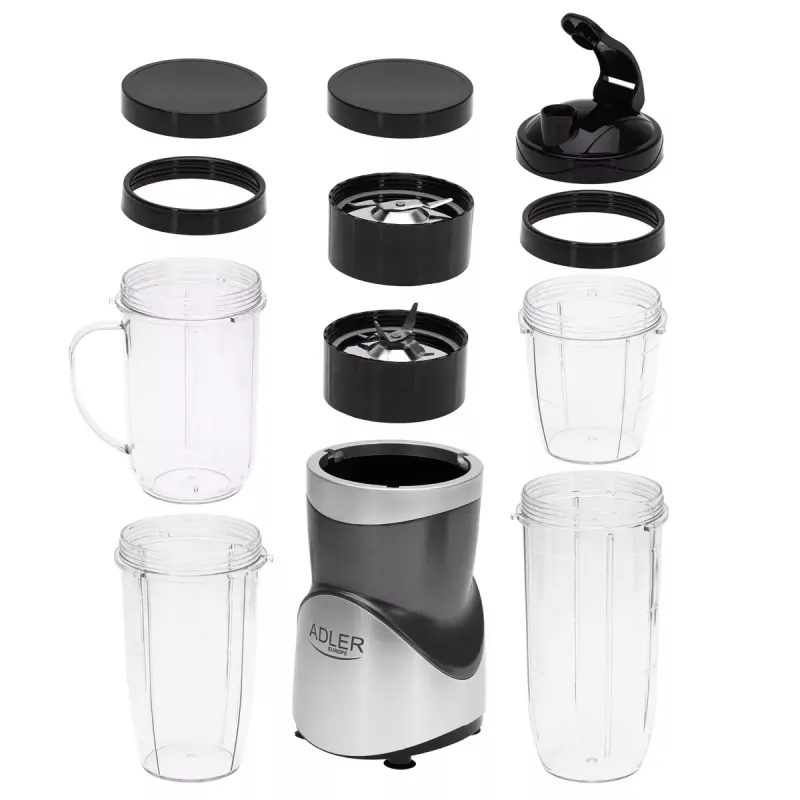 Tabletop blender Adler AD 4084 Smoothie Set — 500 W (max 1200 W), 0.7 L glass jar, removable bowl, black