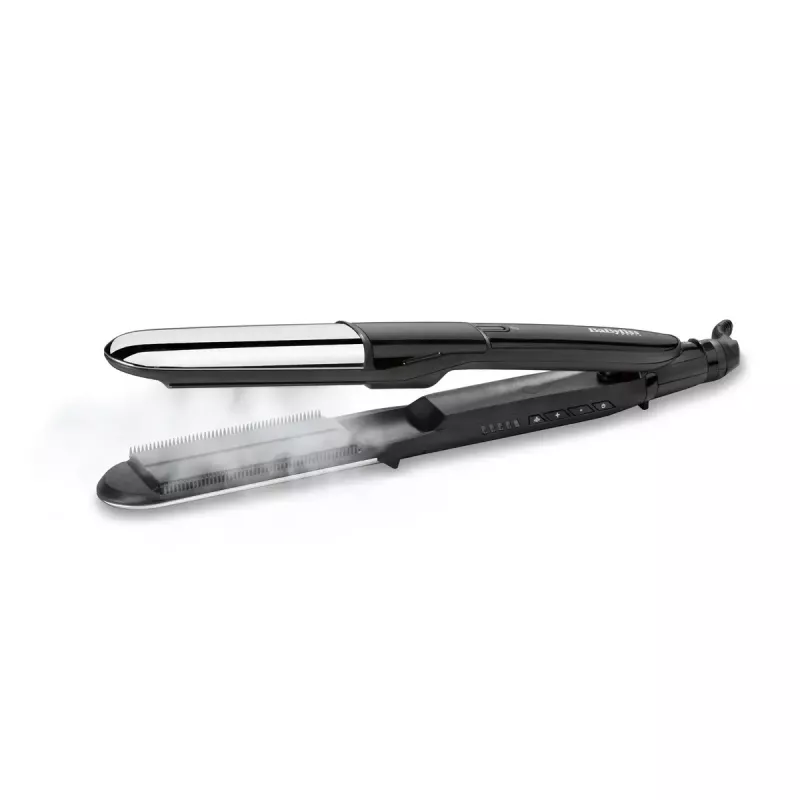 Straightening iron BABYLISS ST496E — steam mist styler, wide ceramic plates 39×100 mm, 150–230°C, 67W, 2.5 m swivel cord