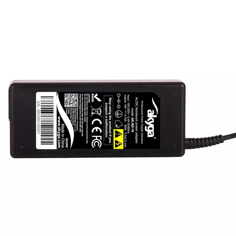 Power adapter Akyga AK-ND-10 90W 19V 4.74A AC-to-DC laptop charger, 1.2m cable, black