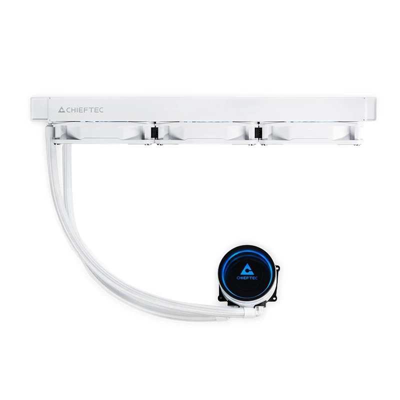 All-in-one liquid cooler CHIEFTEC CLC-360-RGB-W — 360 mm radiator, 3x 120 mm RGB fans, white, 40 cm tubes