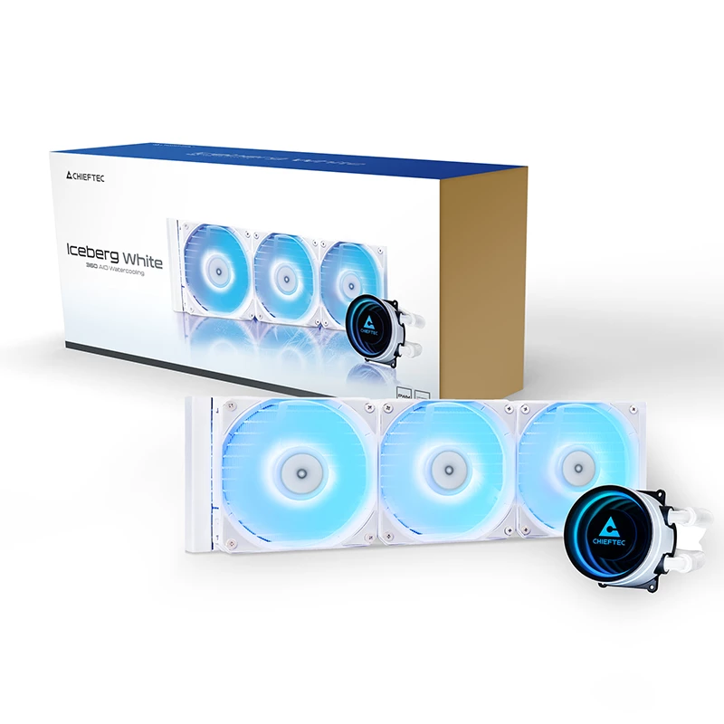 All-in-one liquid cooler CHIEFTEC CLC-360-RGB-W — 360 mm radiator, 3x 120 mm RGB fans, white, 40 cm tubes