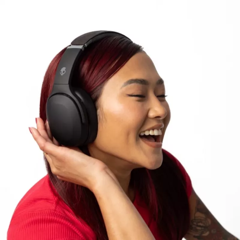 Headphones Skullcandy Crusher Evo — wireless & wired over-ear headset, Bluetooth 5.0, 40 h battery, USB-C, 3.5 mm, foldable, black