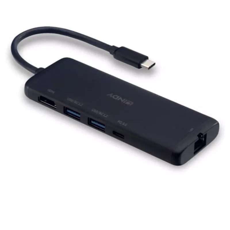 Lindy DST-Mini USB-C Laptop Mini Docking Station with 4K Support and 100W Pass-Through Charging
