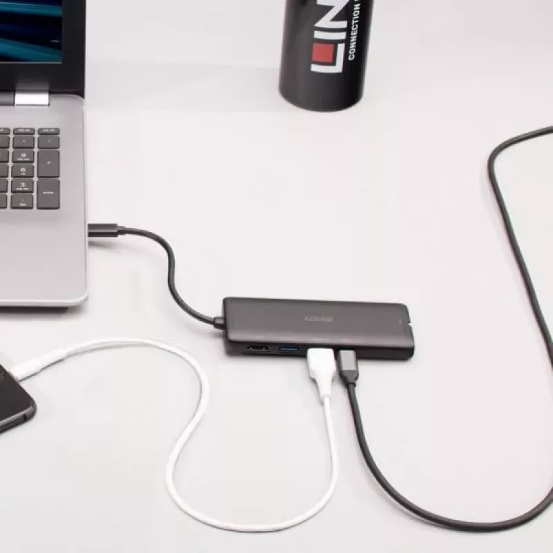 Lindy DST-Mini USB-C Laptop Mini Docking Station with 4K Support and 100W Pass-Through Charging