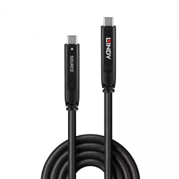 Lindy 10m USB 3.2 Gen 1 and DP 1.4 Type C Hybrid Cable, 10 m, USB C, USB C, USB 3.2 Gen 1 (3.1 Gen 1), Black