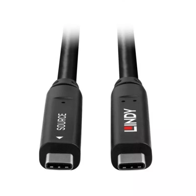 Lindy 10m USB 3.2 Gen 1 and DP 1.4 Type C Hybrid Cable, 10 m, USB C, USB C, USB 3.2 Gen 1 (3.1 Gen 1), Black