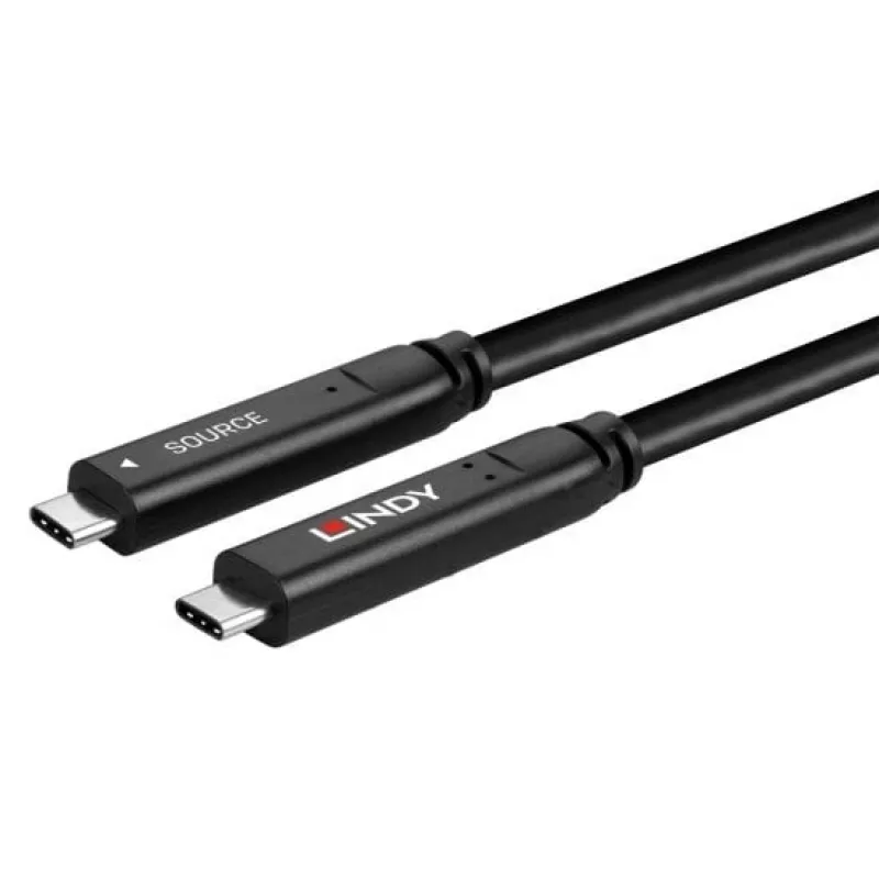 Lindy 10m USB 3.2 Gen 1 and DP 1.4 Type C Hybrid Cable, 10 m, USB C, USB C, USB 3.2 Gen 1 (3.1 Gen 1), Black