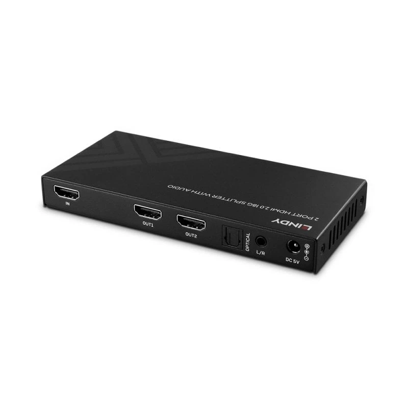 Lindy 2 Port HDMI 8K60 Splitter with Audio, HDMI, 2x HDMI, 3.5 mm, 7680 x 4320 pixels, Black, Metal