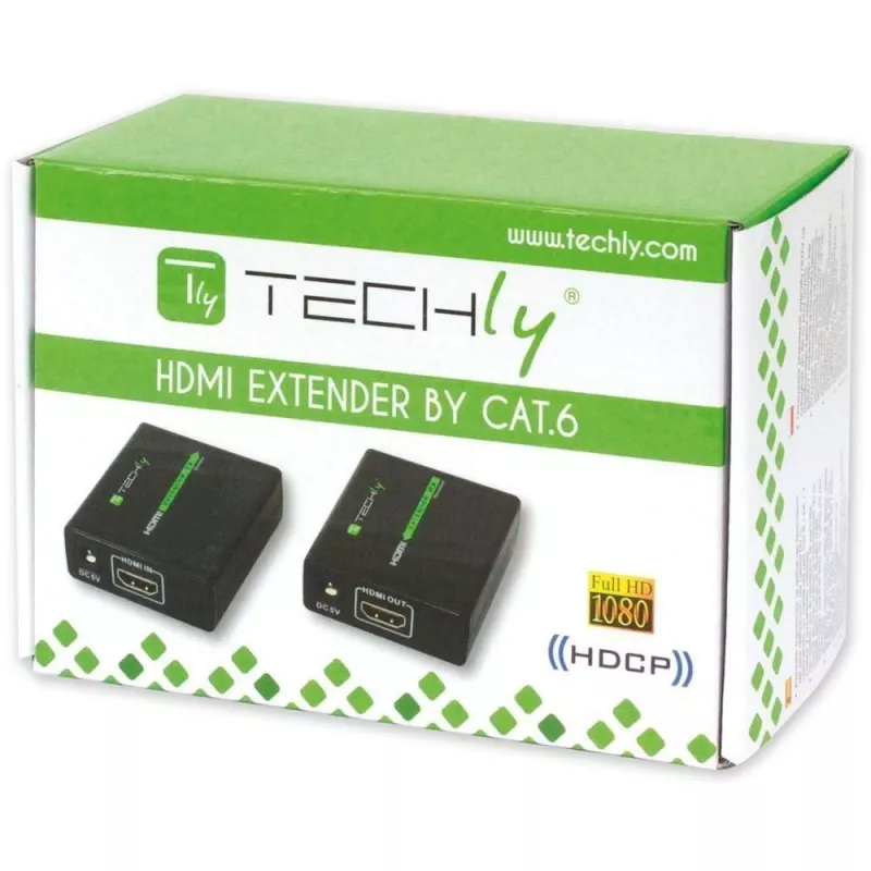 AV transmitter & receiver TECHLY IDATA EXT-E70 — HDMI over Cat6/6a/7 extender, Full HD 1920x1080, 60 m, 10.2 Gbit/s, HDCP, black
