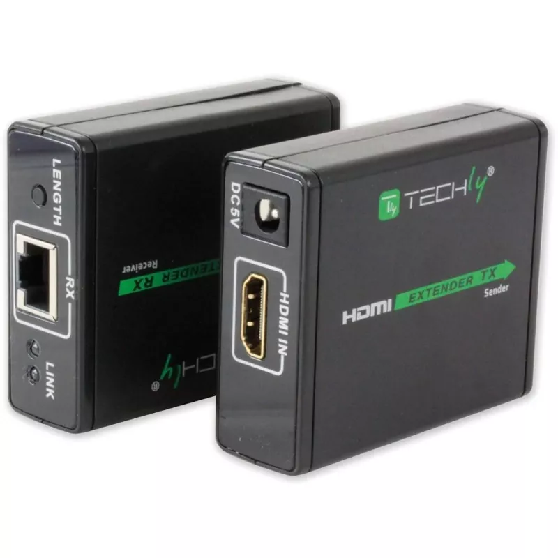 AV transmitter & receiver TECHLY IDATA EXT-E70 — HDMI over Cat6/6a/7 extender, Full HD 1920x1080, 60 m, 10.2 Gbit/s, HDCP, black