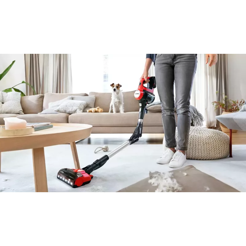 Bosch BBS711ANM stick vacuum/electric broom Battery Dry Bagless 0.3 L Black, Red, Stainless steel