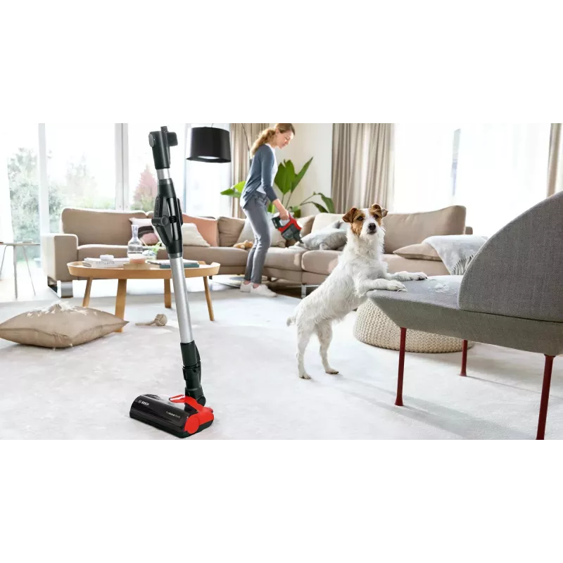 Bosch BBS711ANM stick vacuum/electric broom Battery Dry Bagless 0.3 L Black, Red, Stainless steel