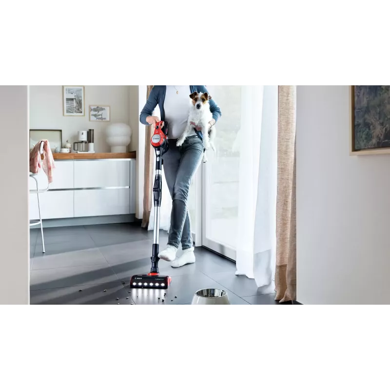 Bosch BBS711ANM stick vacuum/electric broom Battery Dry Bagless 0.3 L Black, Red, Stainless steel