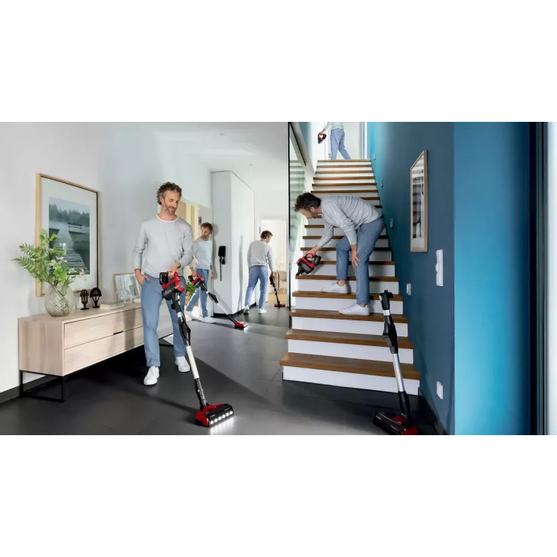 Bosch BBS711ANM stick vacuum/electric broom Battery Dry Bagless 0.3 L Black, Red, Stainless steel