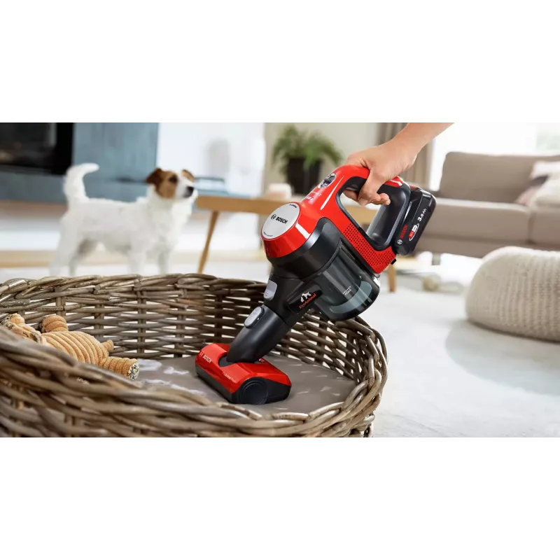 Bosch BBS711ANM stick vacuum/electric broom Battery Dry Bagless 0.3 L Black, Red, Stainless steel