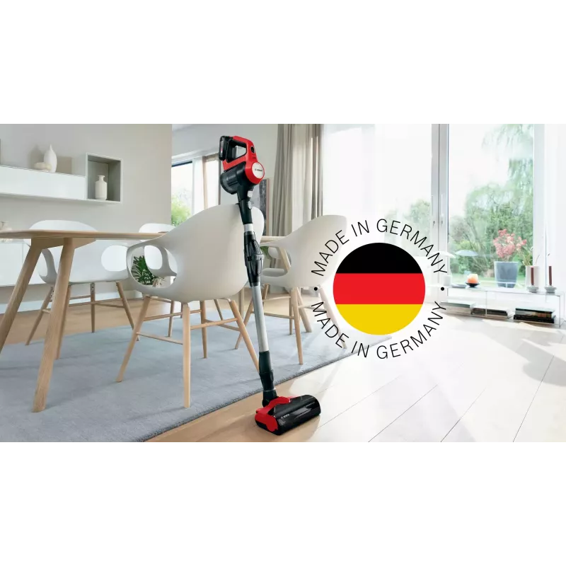 Bosch BBS711ANM stick vacuum/electric broom Battery Dry Bagless 0.3 L Black, Red, Stainless steel