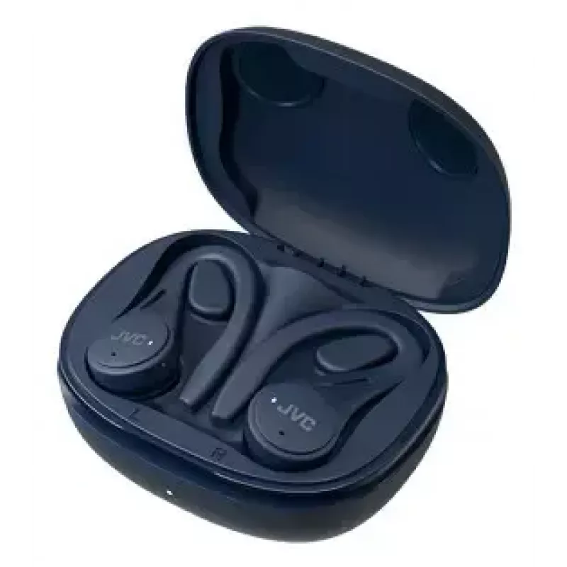 In-ear headphones JVC HA-EC25TAU — True Wireless, Bluetooth 5.1, IPX5, ear-hook, 6 mm drivers, 30 h with case, blue