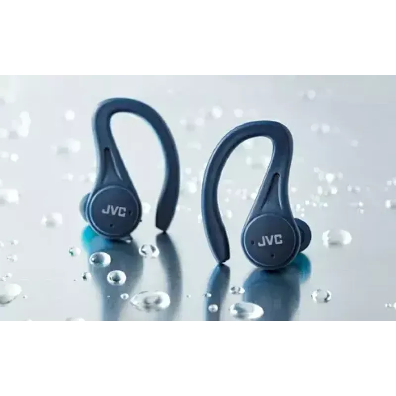 In-ear headphones JVC HA-EC25TAU — True Wireless, Bluetooth 5.1, IPX5, ear-hook, 6 mm drivers, 30 h with case, blue