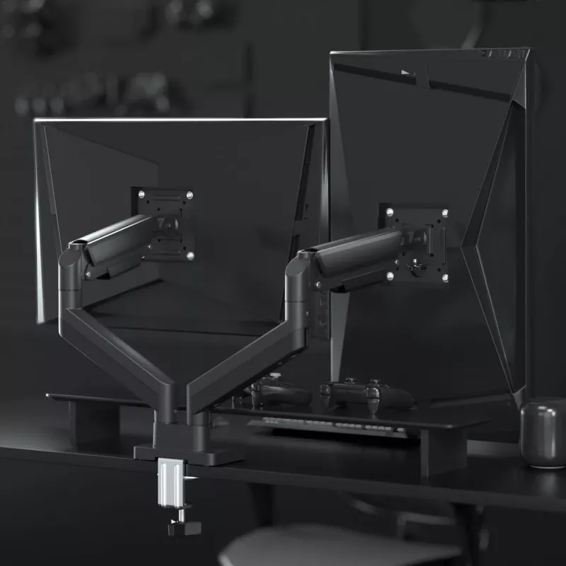 GEMBIRD Desk Mounted Adjustable Double Monitor Arm 17-32 inch, Black