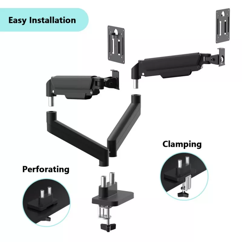 GEMBIRD Desk Mounted Adjustable Double Monitor Arm 17-32 inch, Black