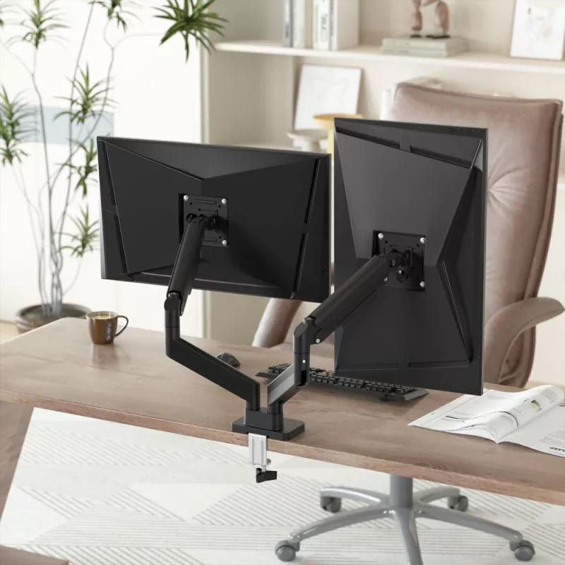 GEMBIRD Desk Mounted Adjustable Double Monitor Arm 17-32 inch, Black