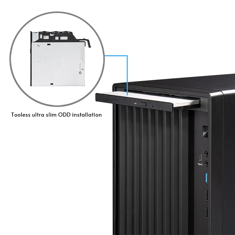 PC Case CHIEFTEC BS-20B-OP Midi Tower, black, microATX/Mini-ITX, 2x 3.5 inch, max GPU 27 cm, 1x 5.25 inch bay, USB-C