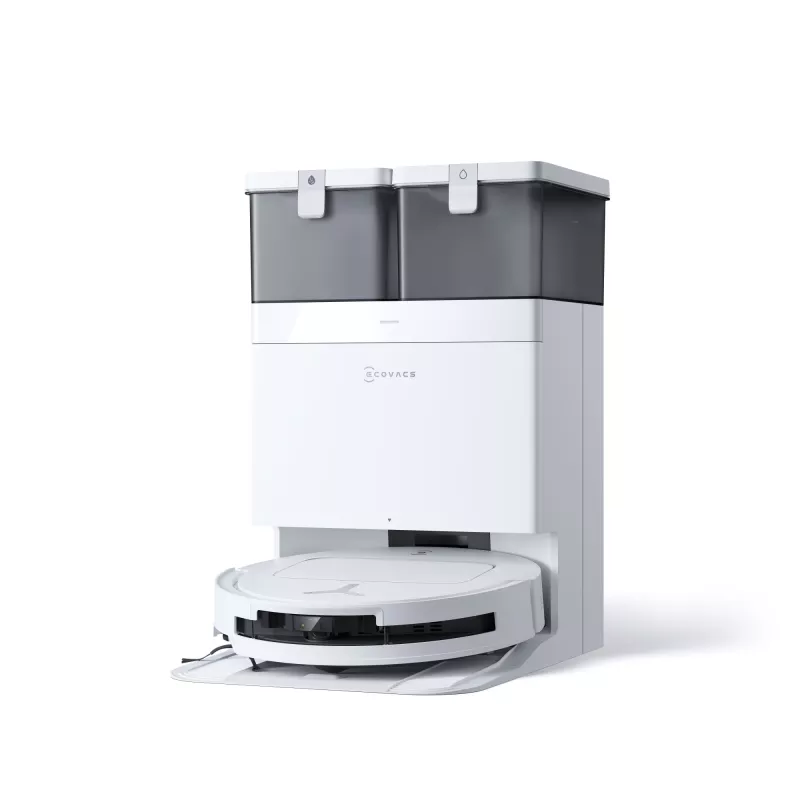 Robot vacuum cleaner Ecovacs Deebot T50 Pro Omni — 185 min runtime, 6400 mAh battery, 3 L base dust capacity, D-ToF lidar navigation, wet mopping, 9 mm climb