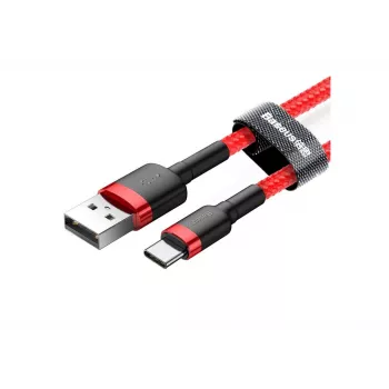 BASEUS Braided Cafule Fast Charging Cable - USB Type-A To Type-C 2A - 2m - Red (Nylon)