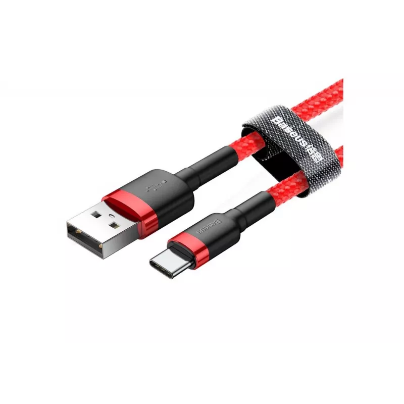 BASEUS Braided Cafule Fast Charging Cable - USB Type-A To Type-C 2A - 2m - Red (Nylon)