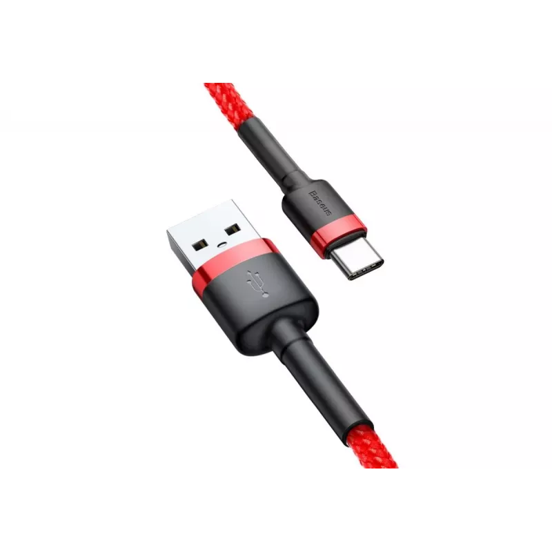BASEUS Braided Cafule Fast Charging Cable - USB Type-A To Type-C 2A - 2m - Red (Nylon)