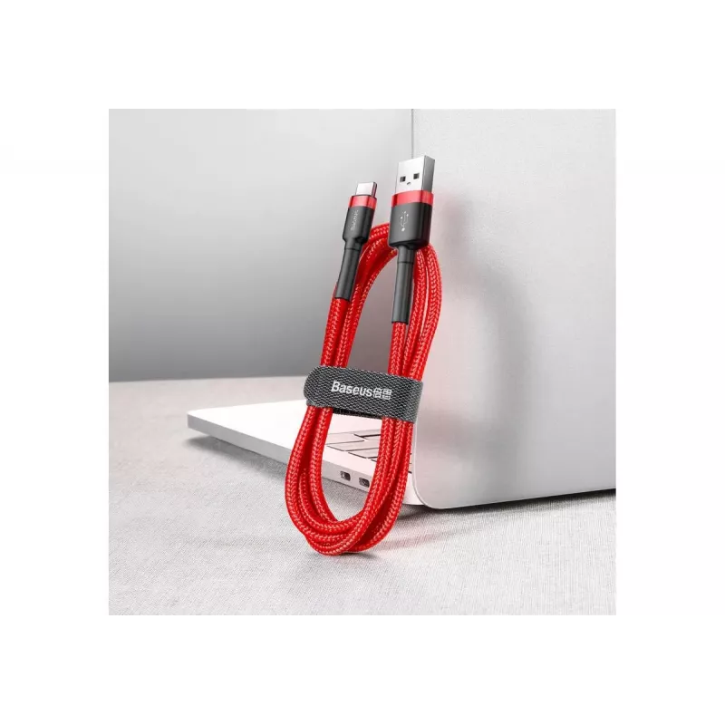 BASEUS Braided Cafule Fast Charging Cable - USB Type-A To Type-C 2A - 2m - Red (Nylon)