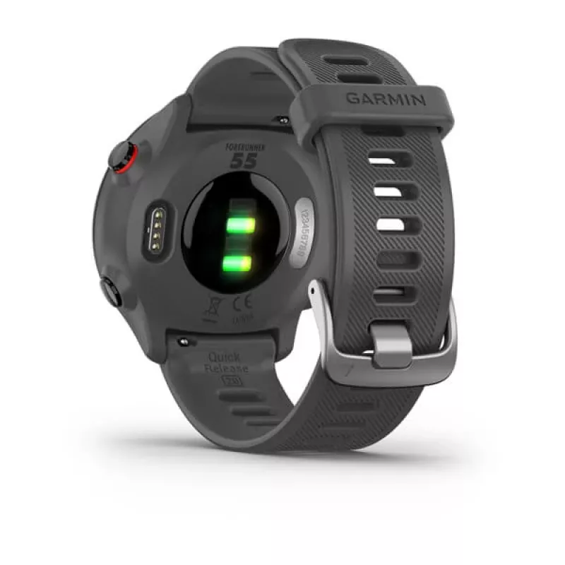 Smartwatch GARMIN Forerunner 55, round 42 mm case, grey, silicone band, GPS/GLONASS/Galileo, 5 ATM water resistance