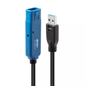 Lindy 8m USB 3.0 Active Extension Pro, 8 m, USB A, USB A, USB 3.2 Gen 1 (3.1 Gen 1), 5 Gbit/s, Black