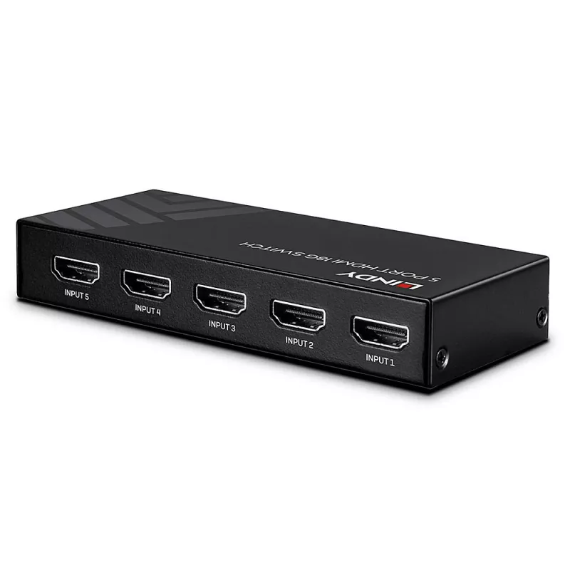 Lindy 5 Port HDMI 18G Switch, HDMI, Metal, Black, 18 Gbit/s, RF, 4K Ultra HD