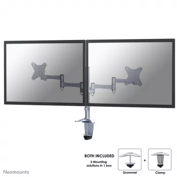 Neomounts FPMA-D1330DSILVER Monitor arm 10-27 inch, Clamp/Grommet, 9 kg, 25.4 cm (10 inch), 68.6 cm (27 inch), 100 x 100 mm, Silver